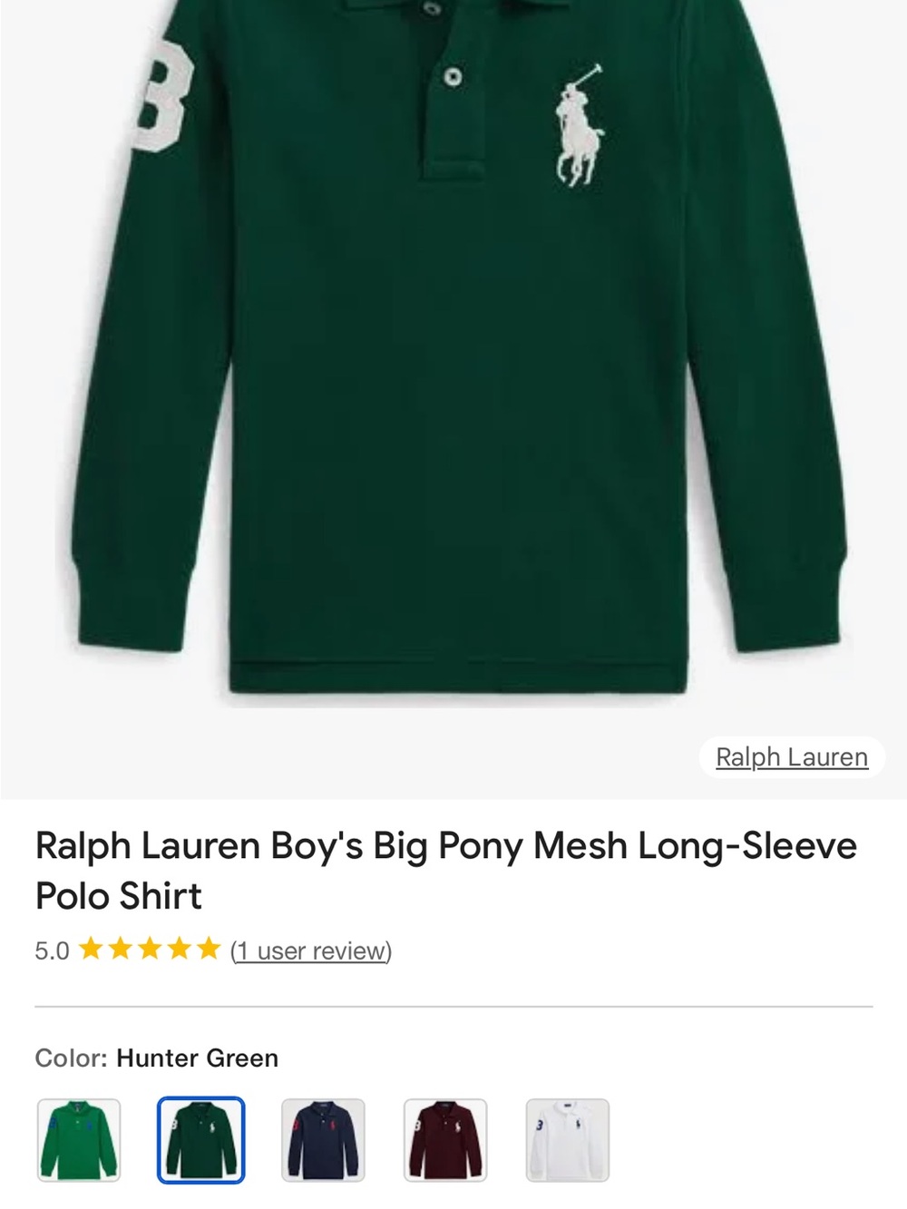 Ralph Lauren Hunter Big Pony Long-Sleeve Polos ( two)